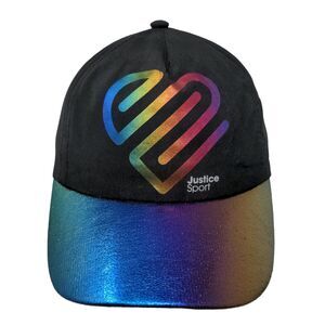 Justice Girl's Snapback Hat Black OSFM Rainbow Bill Graphic Adjustable